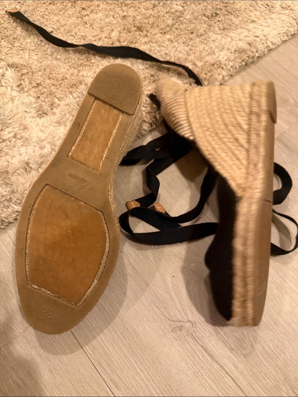Castaner Black Espadrille Wedges with Ankle Wrap - Picture 4 of 9